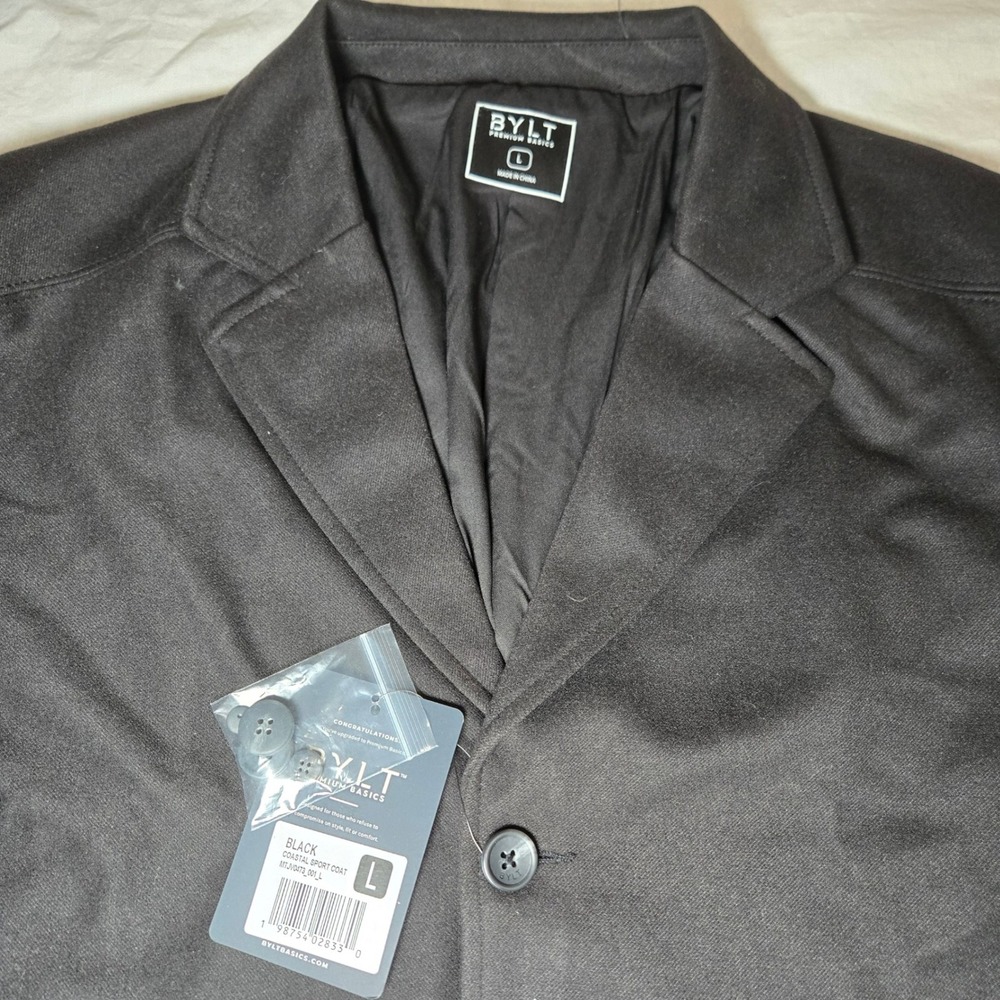 BYLT Jacket Premium Basics Mens Coastal Sport Coat Black MTJVG472 Size L NWT